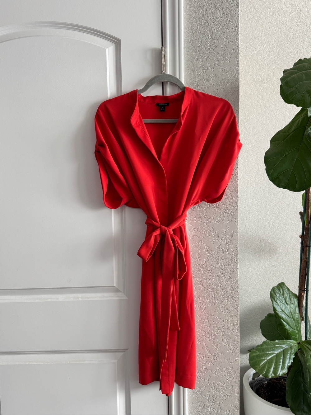 Ann Taylor Orange Wrap Midi Dress